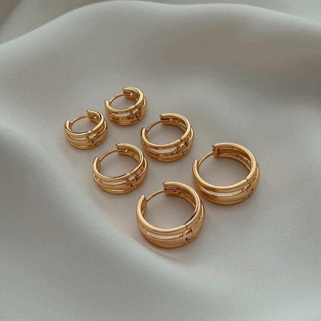 گوشواره 3 جفتی ژوپینگ کد 3567 - خرید آنلاین از گالری آداس